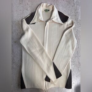 Vintage GORENA Men’s Full Zip Sweater Italian Brand 1970’s Size Small